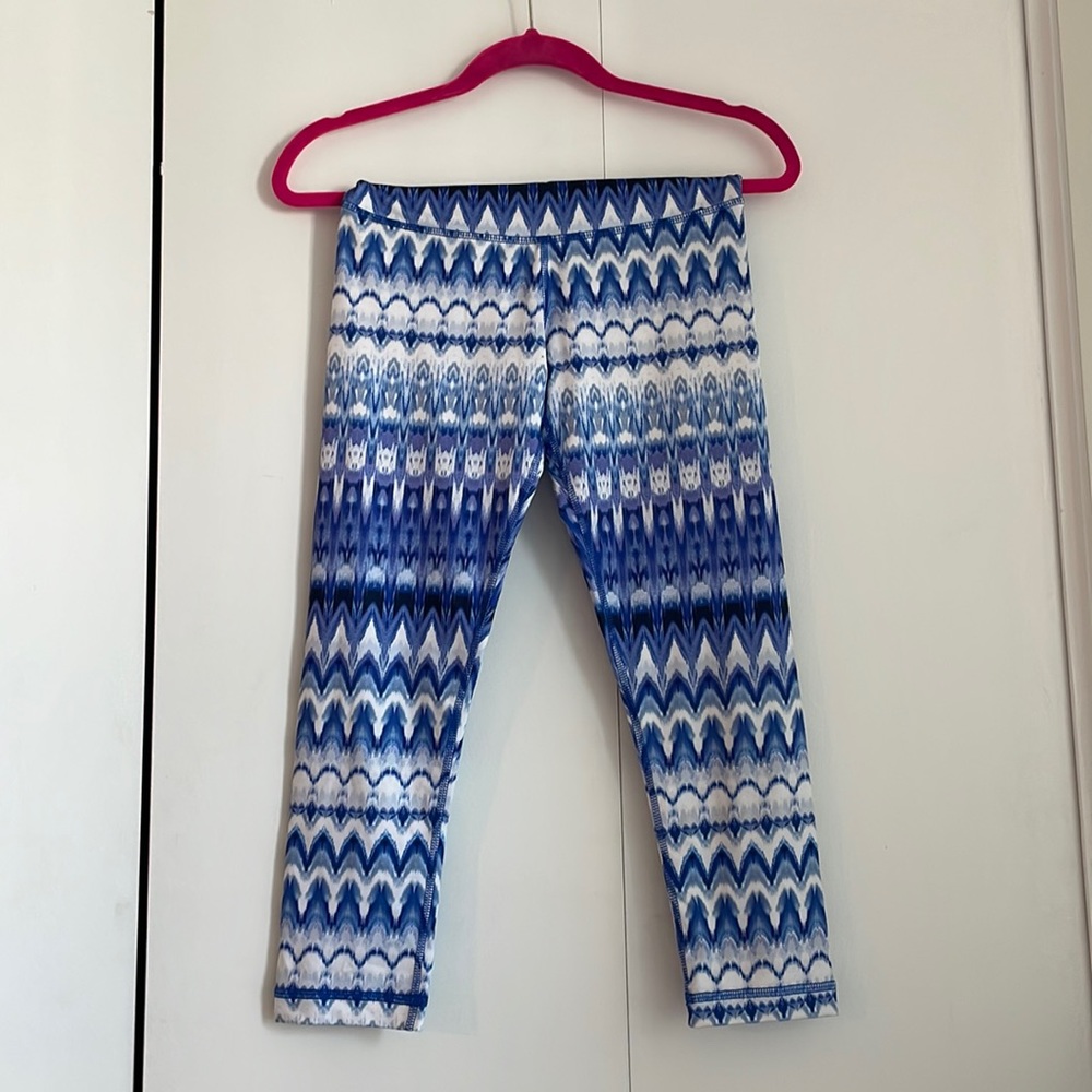 Blue tie dye striped Leggings spandex